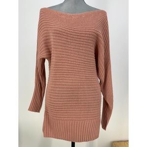 Rue 21 Juniors S Blush Pink Off The Shoulder Ribbed Knit Sweater Tunic Dress